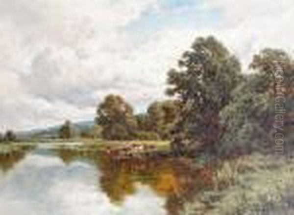 On The Thames At Chertsey Oil Painting by Henry Hillier Parker