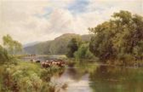 Cowson The Riverbank Oil Painting by Henry Hillier Parker