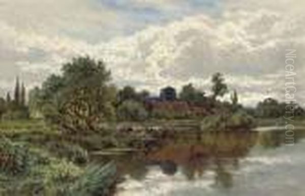 A Stream Near Shalford, Surrey Oil Painting by Henry Hillier Parker