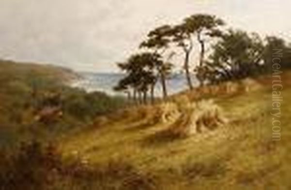 Harvest Time At Fairlight, Sussex Oil Painting by Henry Hillier Parker