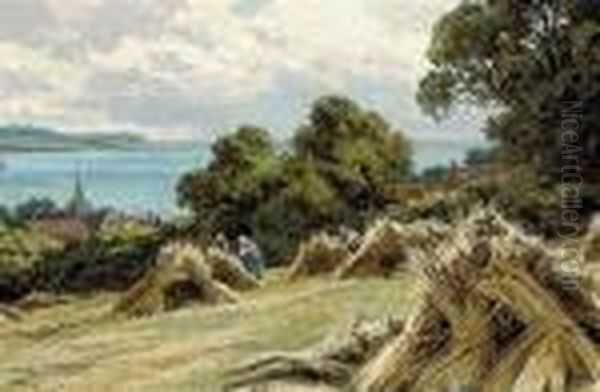 Harvesting On The Sussex Coast Oil Painting by Henry Hillier Parker