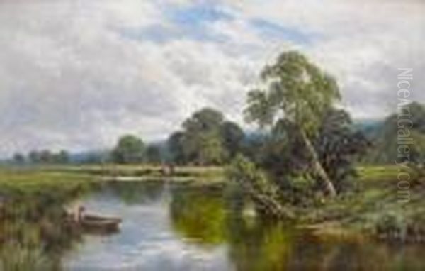 Great Marlowe On Thames Oil Painting by Henry Hillier Parker