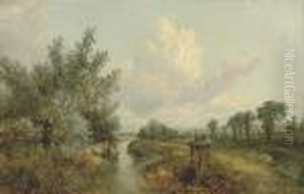 On The Stour, Harlow Essex Oil Painting by Henry Hillier Parker