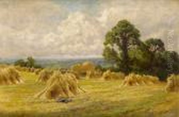 A Surrey Cornfield Near Guildford Oil Painting by Henry Hillier Parker