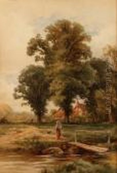 The Meadow Brook Oil Painting by Henry Hillier Parker