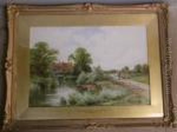 Theriver Wey Nr. Ripley, Surrey Oil Painting by Henry Hillier Parker