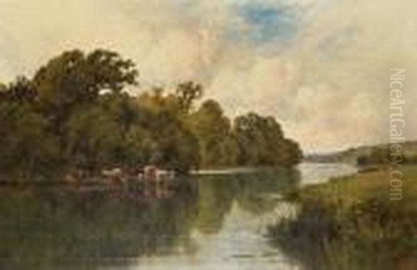 On The Stort, Harlow, Essex Oil Painting by Henry Hillier Parker