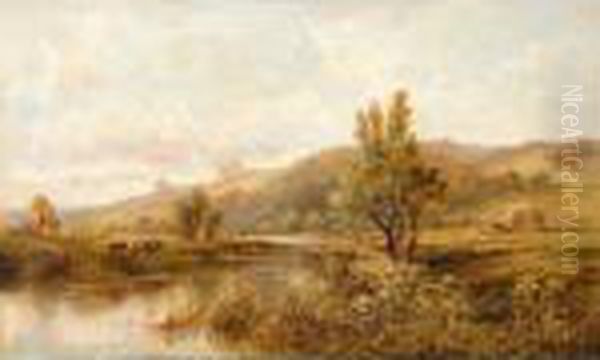 River Landscape Oil Painting by Henry Hillier Parker