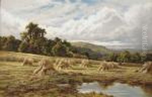 A Surrey Cornfield, Betchworth Oil Painting by Henry Hillier Parker