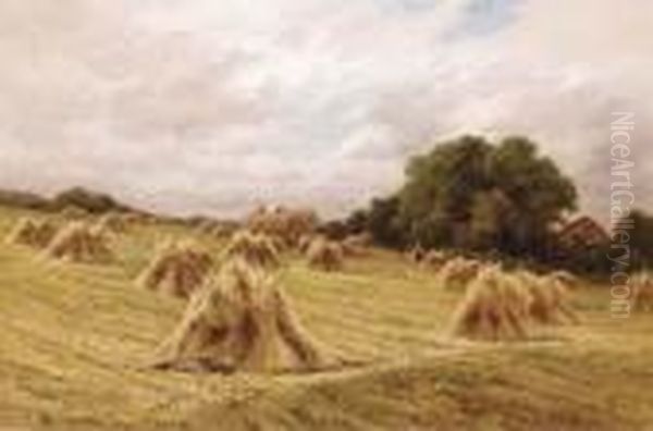 A Surrey Cornfield Oil Painting by Henry Hillier Parker