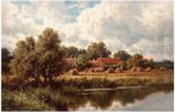 Harvest Time, Sonning, Berkshire Oil Painting by Henry Hillier Parker