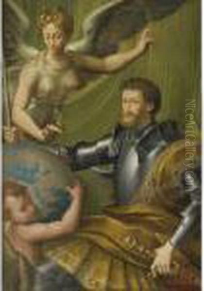 The Emperor Charles V Receiving The World Oil Painting by Girolamo Francesco Maria Mazzola (Parmigianino)