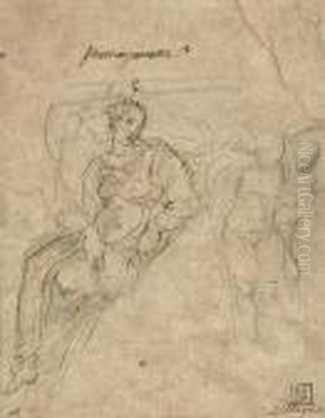 Study For A Spandrel Design With A Female Figure And A Subsidiarystudy Of Two Angels Oil Painting by Girolamo Francesco Maria Mazzola (Parmigianino)