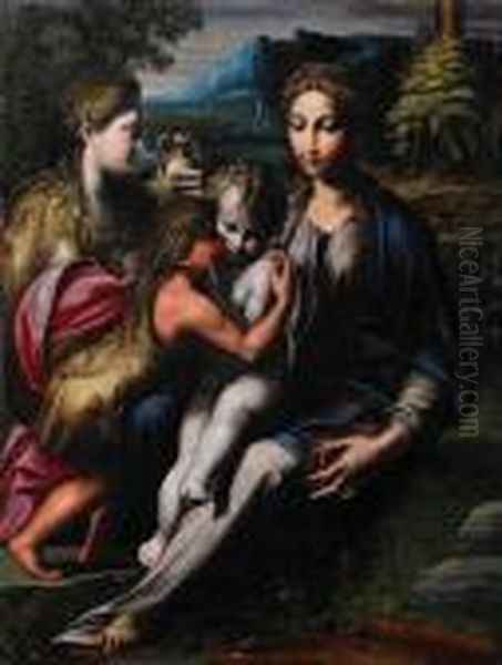 Den Heliga Familjen Oil Painting by Girolamo Francesco Maria Mazzola (Parmigianino)