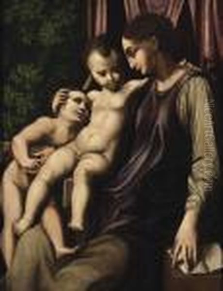 The Madonna And Child With The Infant Saint John The Baptist Oil Painting by Girolamo Francesco Maria Mazzola (Parmigianino)