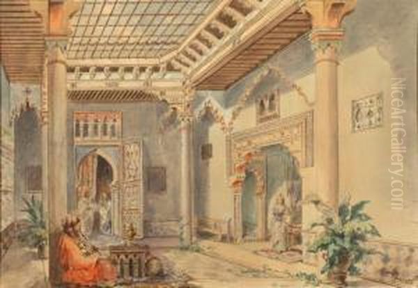 Arab Interior Scene Oil Painting by Paul Pascal