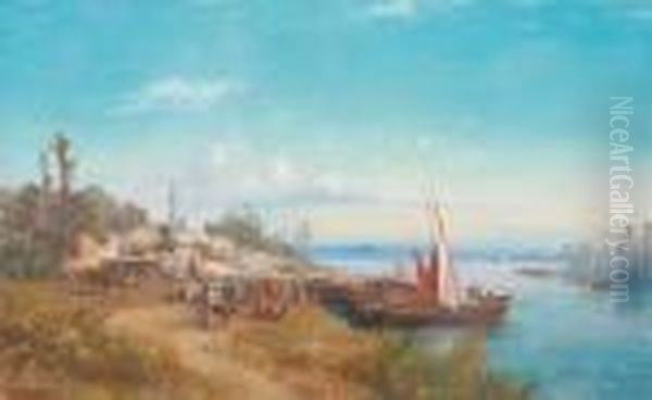 Embarquement Au Bord Du Nil Oil Painting by Paul Pascal