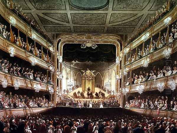 Covent Garden Theatre, 1808, from Ackermanns Microcosm of London engraved by J. Bluck fl.1791-1831 Oil Painting by T. Rowlandson & A.C. Pugin