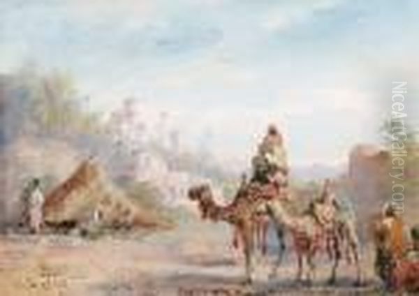 Arab Encampment Oil Painting by Paul Pascal