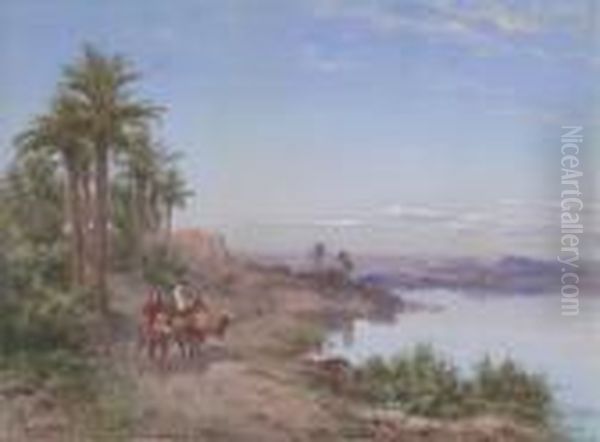 Camels In The Desert Oil Painting by Paul Pascal