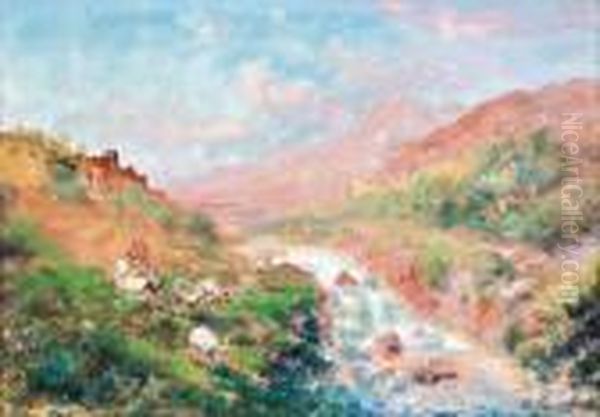 Berger Au Bord D'une Cascade Oil Painting by Paul Pascal