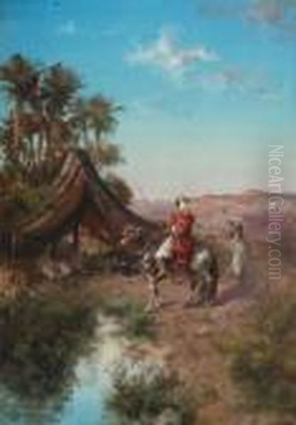 Arab Encampment Oil Painting by Paul Pascal