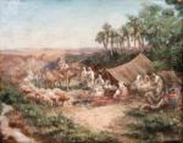 Arab Encampment Oil Painting by Paul Pascal