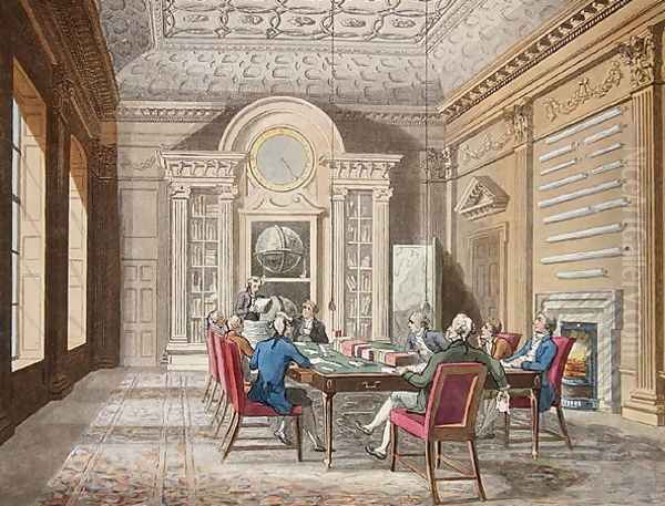 Board Room of The Admiralty, 1808 Oil Painting by T. Rowlandson & A.C. Pugin