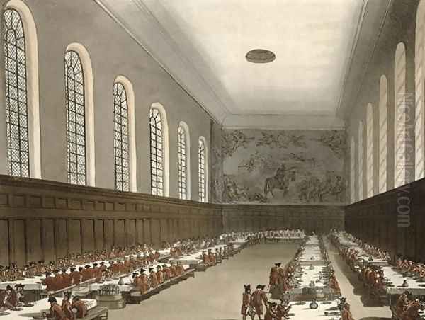 Military Hospital, Chelsea, from Ackermanns Microcosm of London Oil Painting by T. Rowlandson & A.C. Pugin