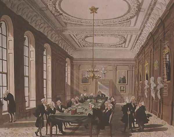 College of Physicians from Ackermanns Microcosm of London Oil Painting by T. Rowlandson & A.C. Pugin