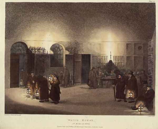 Watch House, St. Mary Le Bone, engraved by J. Bluck, from Ackermanns Microcosm of London Oil Painting by T. Rowlandson & A.C. Pugin