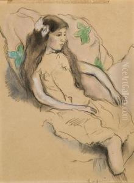 Fillette Assise Oil Painting by Jules Pascin