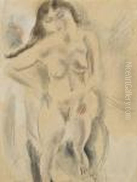 Nu Assis Oil Painting by Jules Pascin