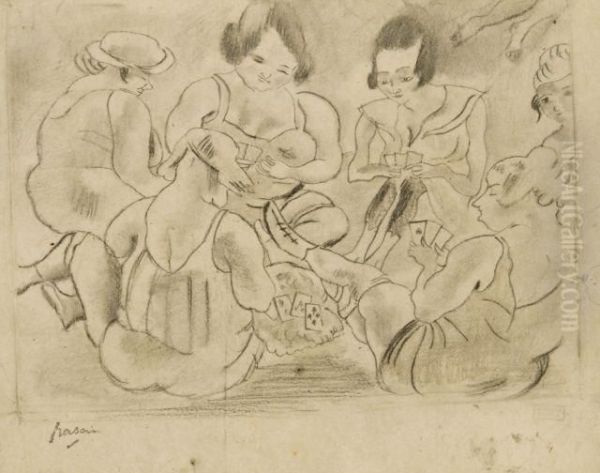 Scene De Maison Close Oil Painting by Jules Pascin