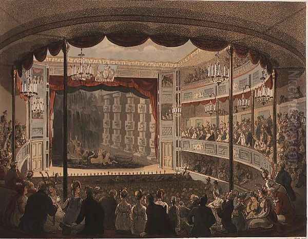 Sadlers Wells Theatre from Ackermanns Microcosm of London Oil Painting by T. Rowlandson & A.C. Pugin