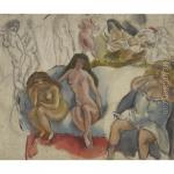 Femmes Galantes Oil Painting by Jules Pascin