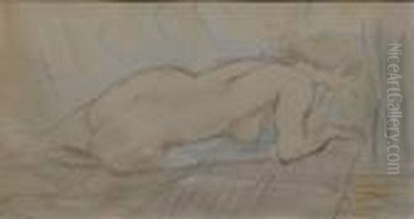 Nu Se Relevant Oil Painting by Jules Pascin