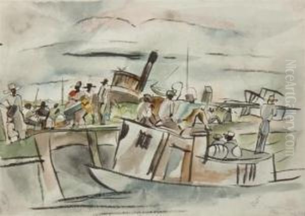 Charleston, S.c. Oil Painting by Jules Pascin