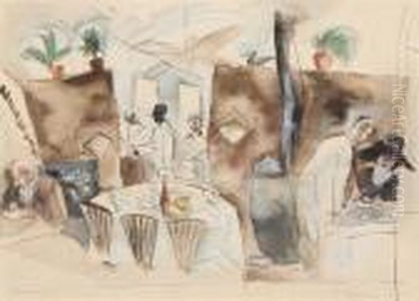 The Restaurant Oil Painting by Jules Pascin