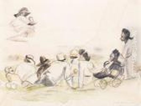 Personnages Sur Une Plage A Cuba Oil Painting by Jules Pascin