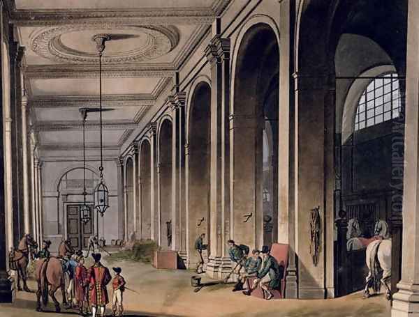 Kings Mews, Charing Cross from Ackermanns Microcosm of London Oil Painting by T. Rowlandson & A.C. Pugin