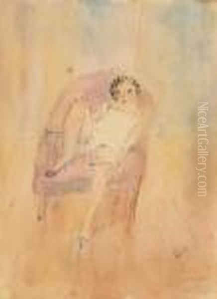 Jeune Femme Assise Oil Painting by Jules Pascin