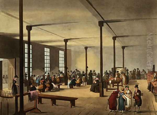 Workhouse, St. Jamess Parish, from Ackermanns Microcosm of London Oil Painting by T. Rowlandson & A.C. Pugin