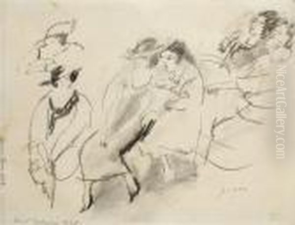 Bal Oil Painting by Jules Pascin