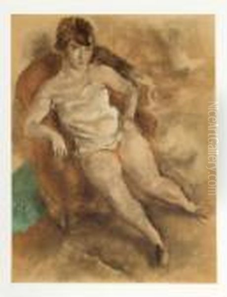 Seated Girl Oil Painting by Jules Pascin