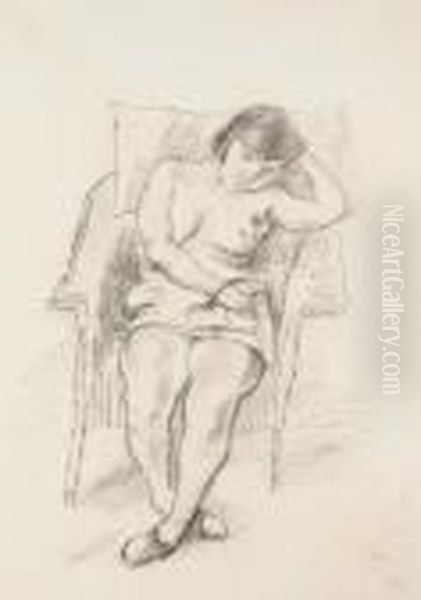 Nenette Assise Oil Painting by Jules Pascin