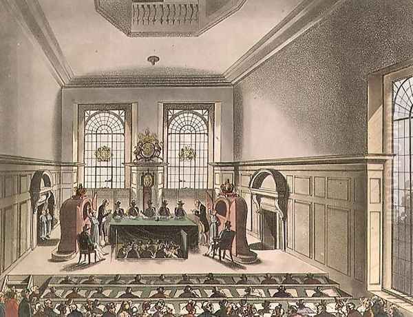 Coopers Hall, Lottery Drawing, from Ackermanns Microcosm of London Oil Painting by T. Rowlandson & A.C. Pugin