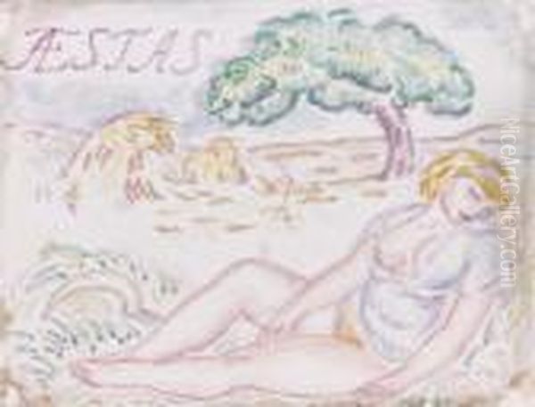 L'ete : Le Repos De Ceres Oil Painting by Jules Pascin