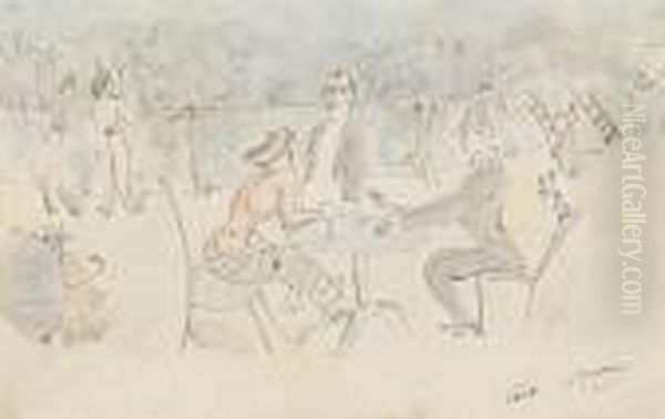 Au Jardin Oil Painting by Jules Pascin