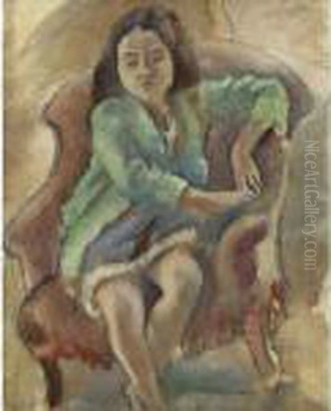 Simone D'alal (jeune Fille Dans Une Bergere) Oil Painting by Jules Pascin